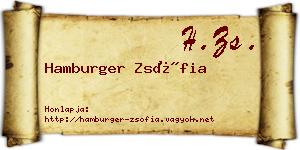 Hamburger Zsófia névjegykártya